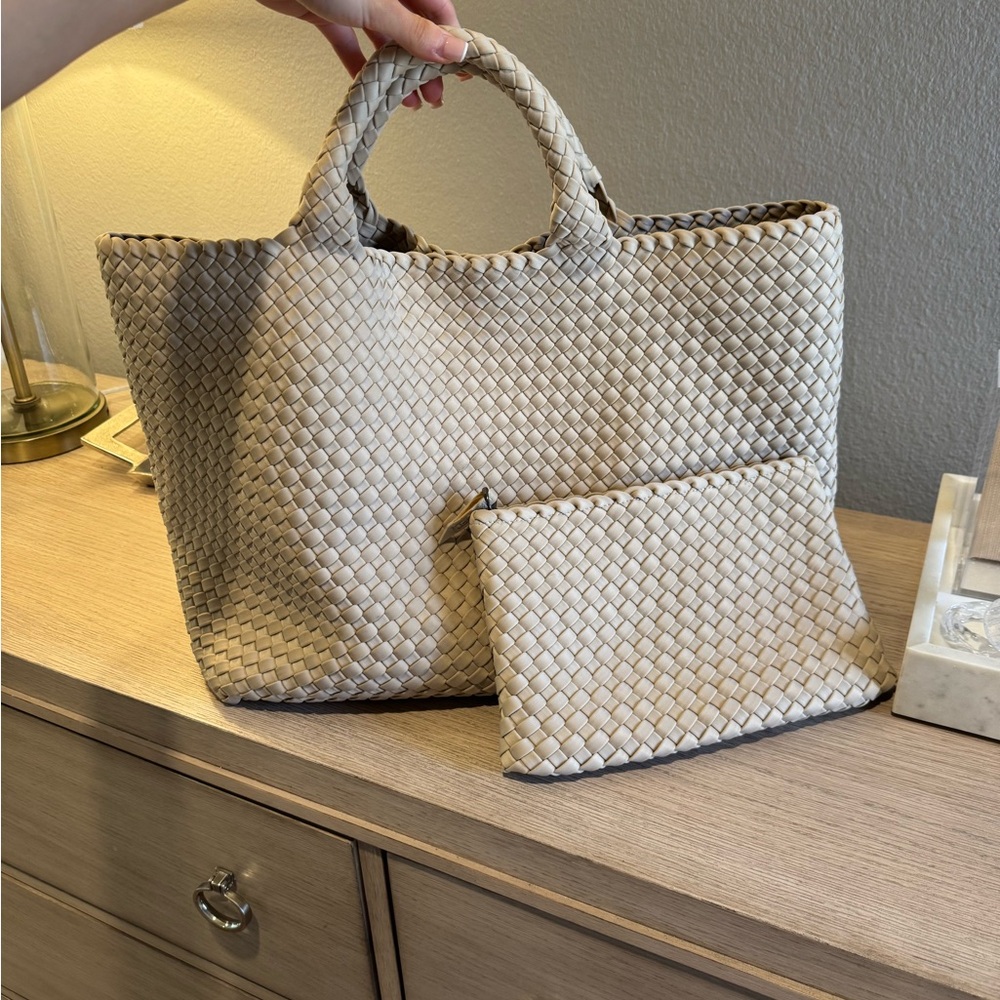Naghedi Woven Tote Bag with pouch